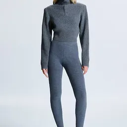 Shop REVOLVE LOS ANGELES Polinna Rib Half Zip in Grey | Revolve Clothing (Global)