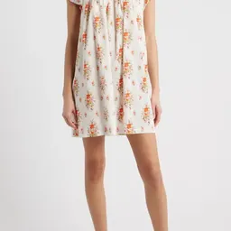 Shop DOEN Julia Floral Print Organic Cotton Shift Dress in Rose Petit Bouquet De Chamonix | Nordstrom