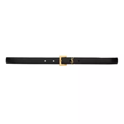 Shop Saint Laurent Cassandre Thin Belt with Square Buckle in Grained Leather | Saks Fifth Avenue