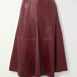 Shop Haikure - Serenity Paneled Leather Midi Skirt - Red | NET-A-PORTER (US)