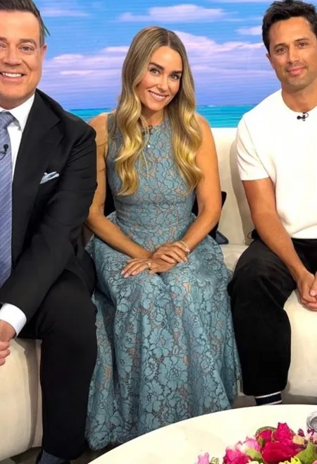Lauren Conrad's Blue Sleeveless Floral Lace Midi Dress