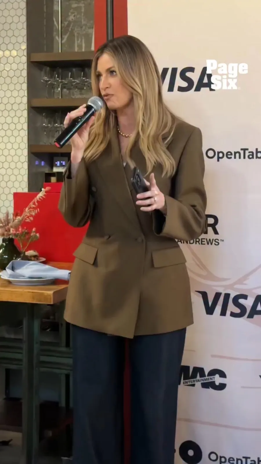 Erin Andrews' Double-Breasted Blazer, Jeans And Shoes