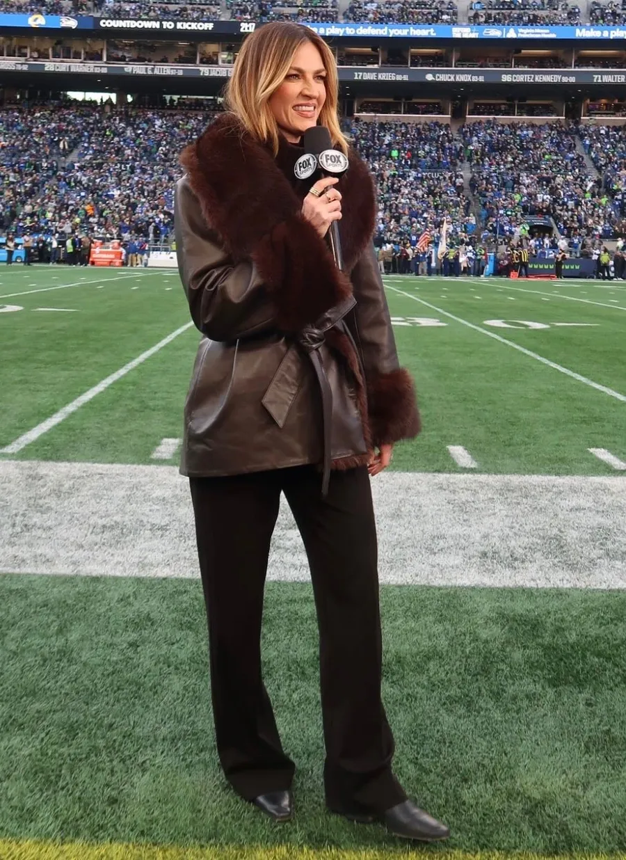Erin Andrews' Faux Fur Belted Jacket